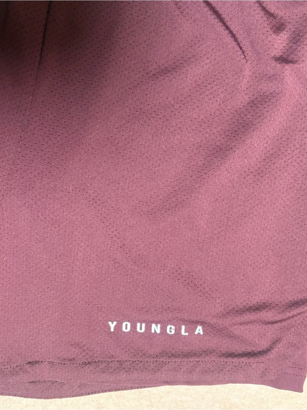 YoungLA Red/Maroon Athletic Men’s Shorts with Black Waisband 5” Mesh